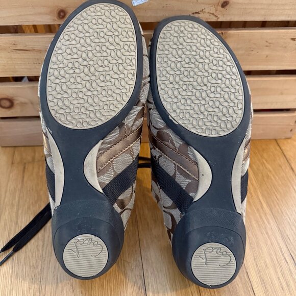 Coach Size 9 Women' s Belina Signature Brown & Tan Logo Sneakers - Picture 6 of 15
